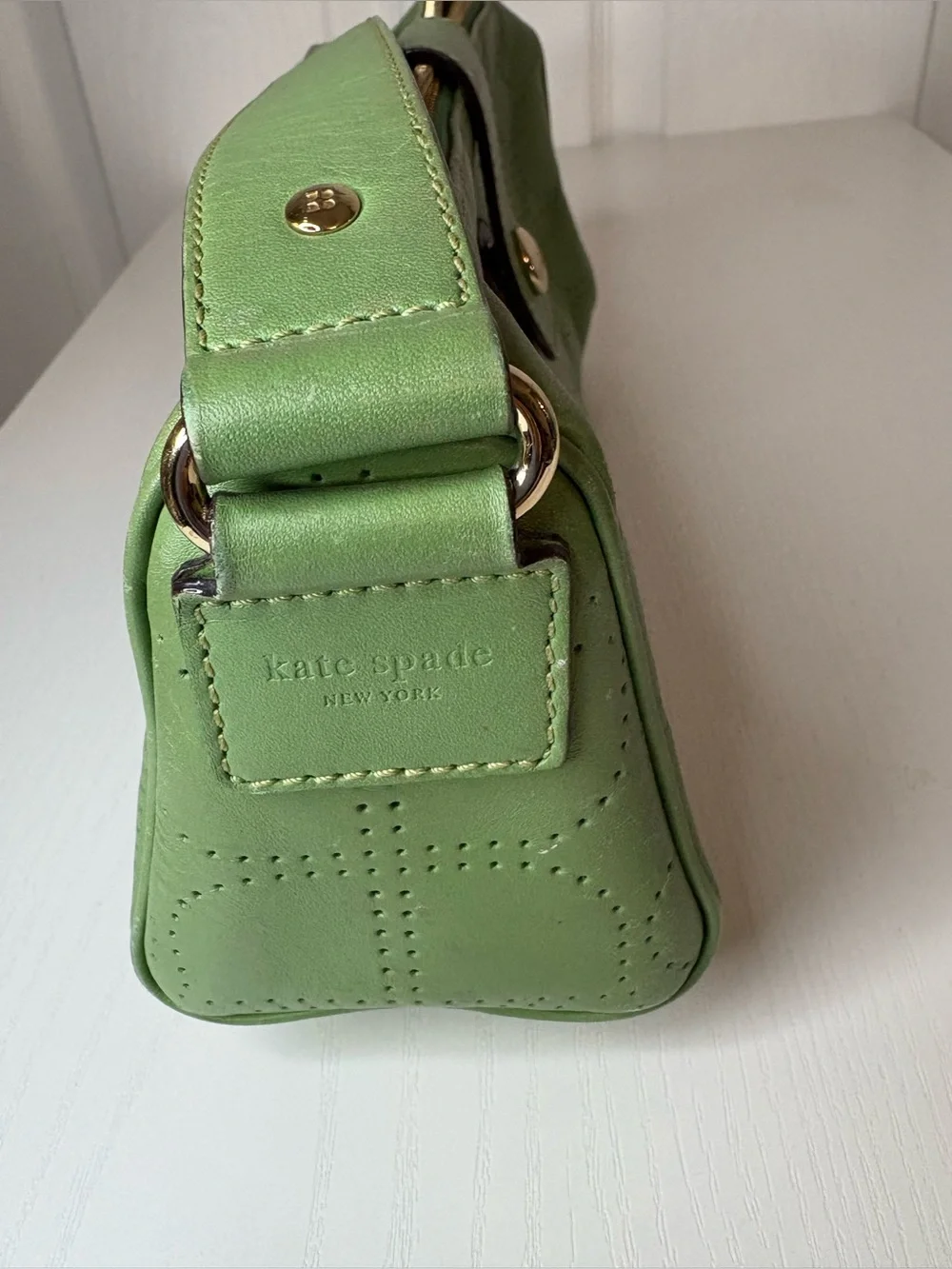 Kate Spade Green Leather Quilted Shoulder Bag